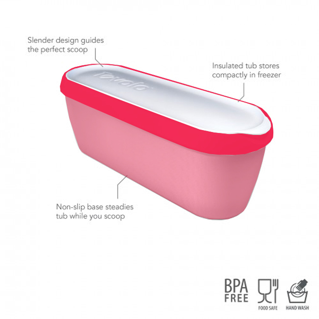 Tovolo Glide-A-Scoop Ice Cream Tub | Strawberry Red
