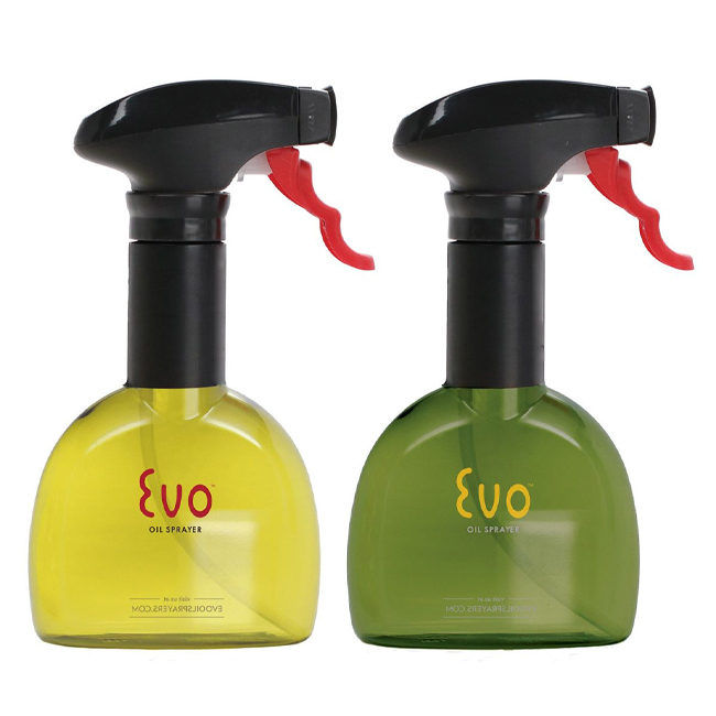 HIC | Evo Oil Sprayer Bottle, Non-Aerosol for Olive Oil and Cooking Oils, 8-ounce Capacity, Set of 2