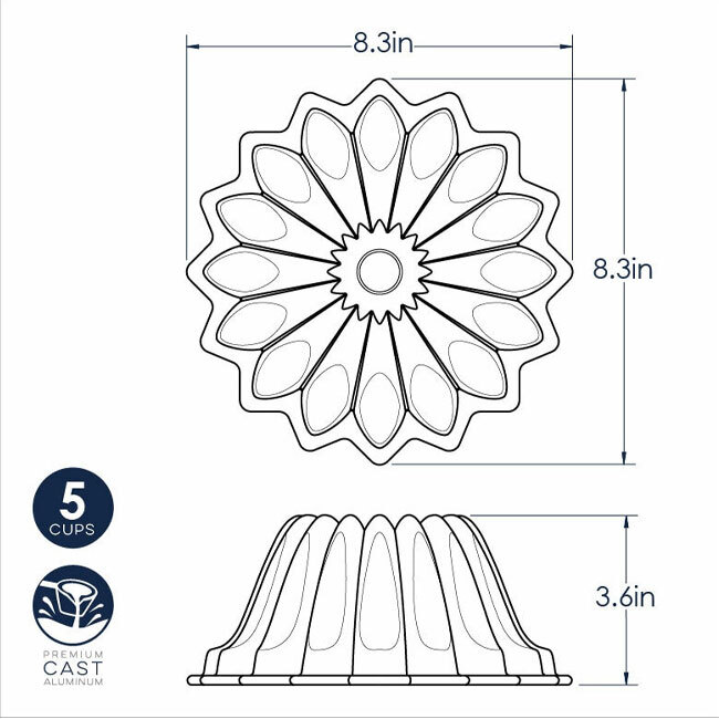 Nordic Ware 5-Cup Lotus Bundt® Pan - dimensions