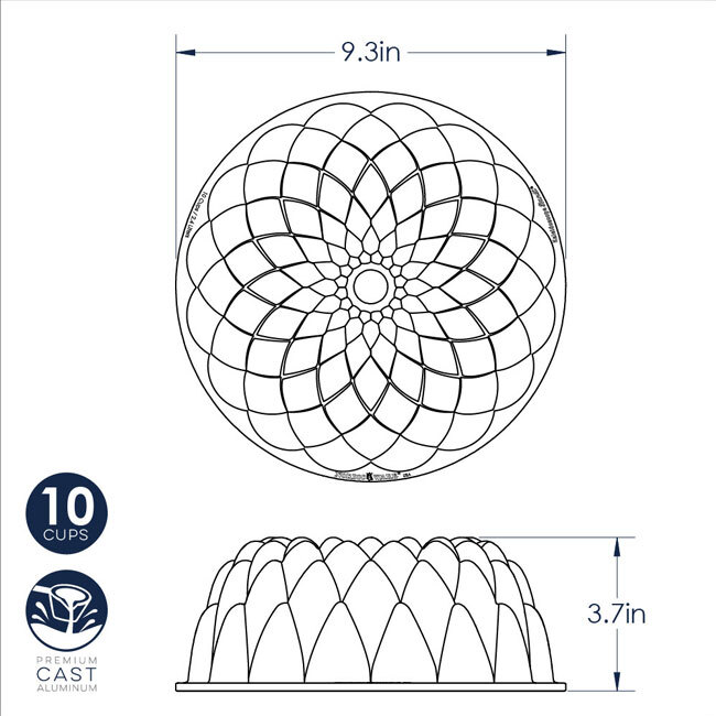 Nordic Ware 10-Cup Kaleidoscope Bundt® Pan - dimensions