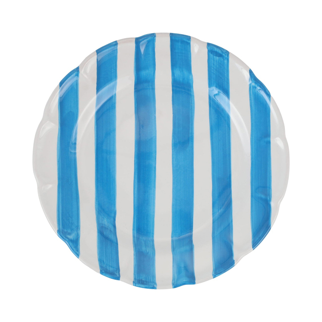 Vietri Amalfitana Aqua Stripe Dinner Plate