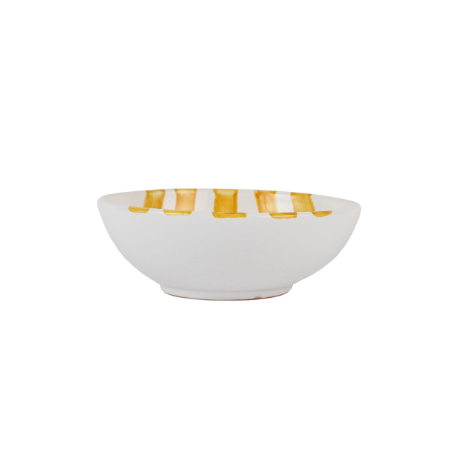 Vietri Amalfitana Yellow Stripe Cereal Bowl - Side