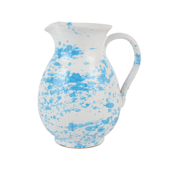 Vietri Amalfitana Splatter Pitcher | Aqua