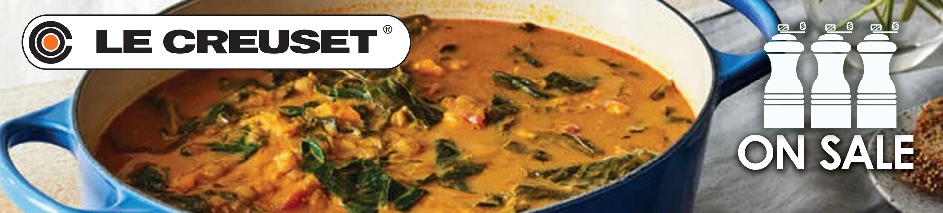 Le Creuset on Sale! banner