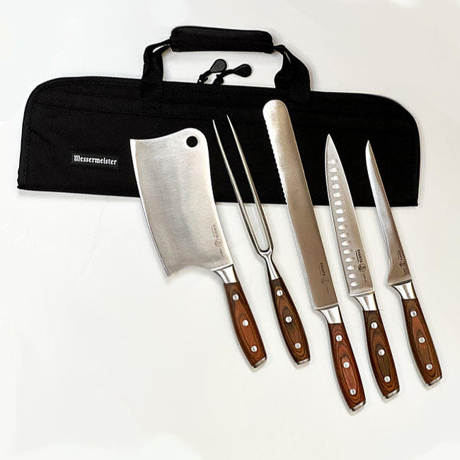 Messermeister Avanta Pakkawood 6-Piece PRO BBQ Knife Set w/ Black Knife Bag 