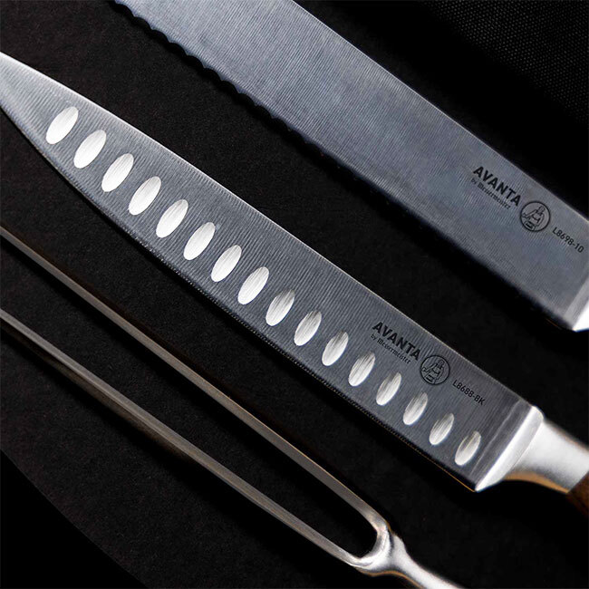Messermeister Avanta Pakkawood 6-Piece PRO BBQ Knife Set w/ Black Knife Bag 