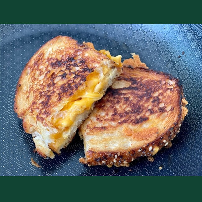 Frieling CeramicQR | Quick Release 9.5” Fry Pan - nonstick surface with cheese sandwich