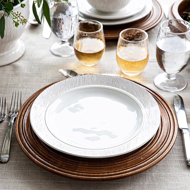 Juliska Blenheim Oak Dinner Plate | Whitewash place setting