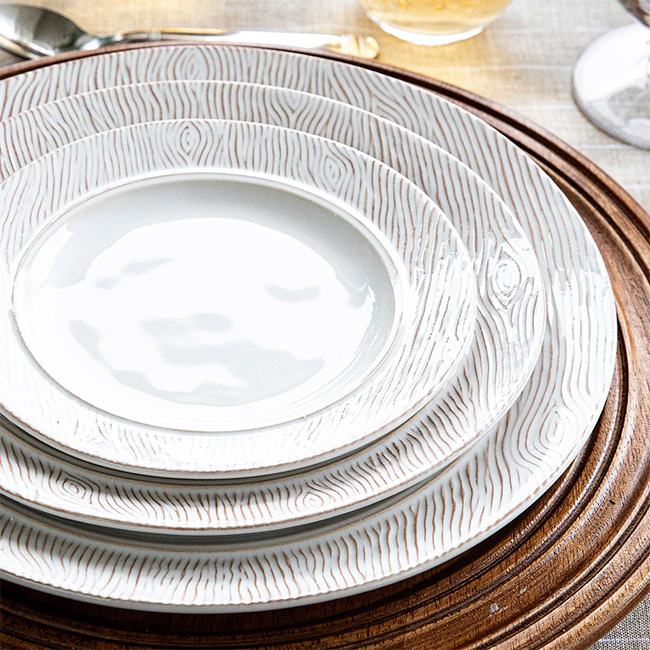 Juliska Blenheim Oak Dinner Plate | Whitewash with other plates