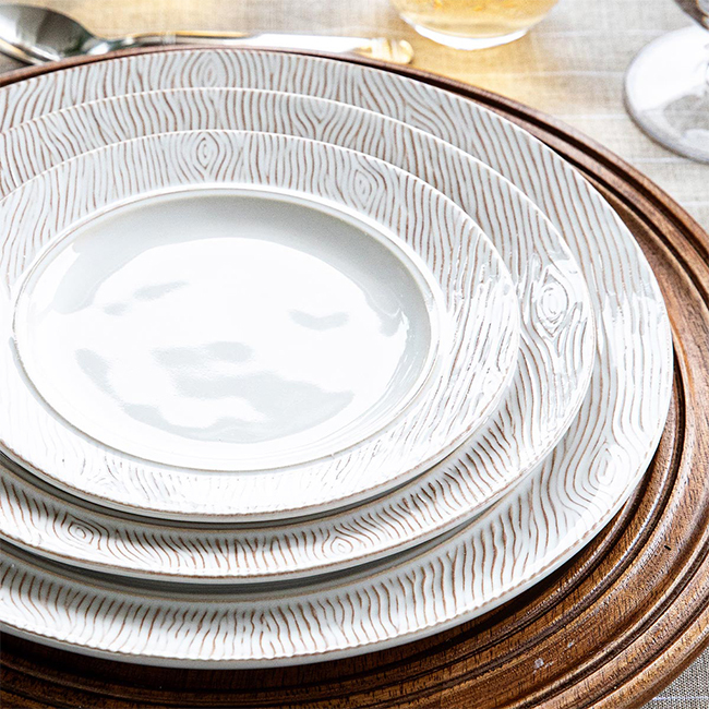 Juliska Blenheim Oak Dessert/Salad Plate | Whitewash with other plates