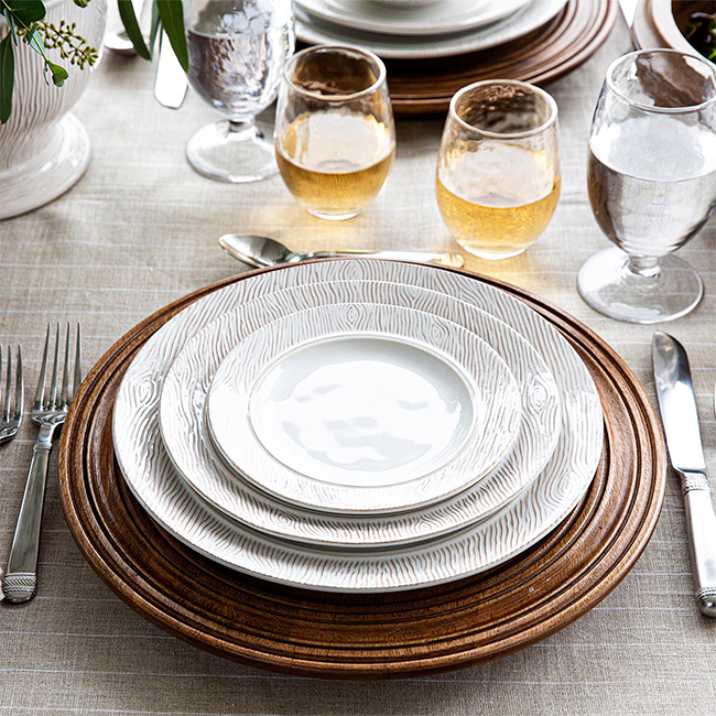 Juliska Blenheim Oak Side/Cocktail Plate | Whitewash place setting