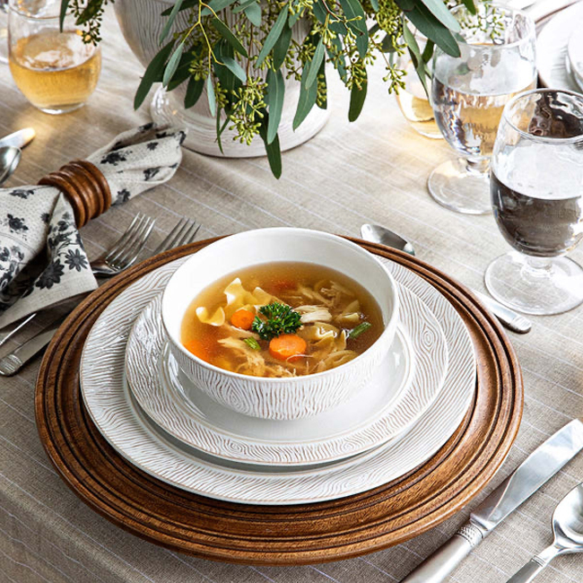 Juliska Blenheim Oak Cereal/Ice Cream Bowl | Whitewash place setting