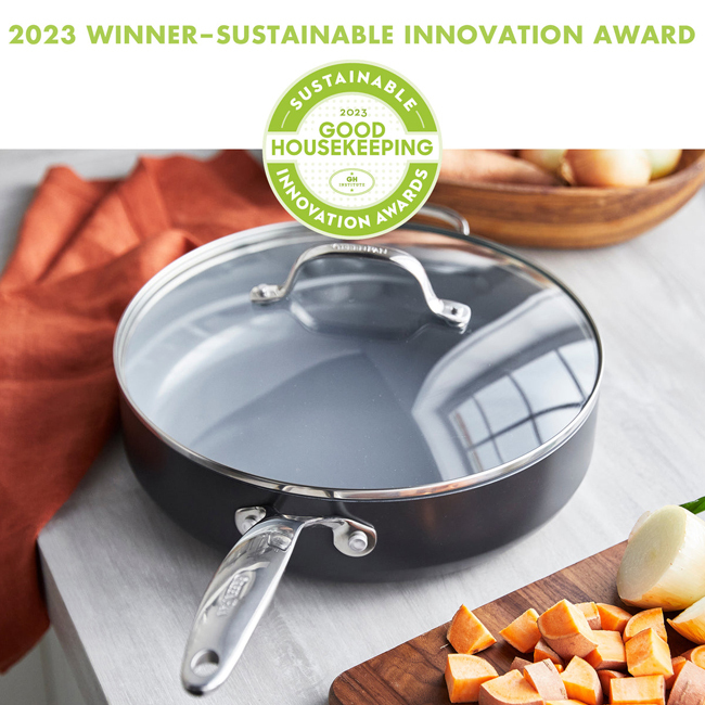 GreenPan Valencia Pro Ceramic Nonstick 4.5 Qt. Sauté Pan with Lid - Good Housekeeping Award