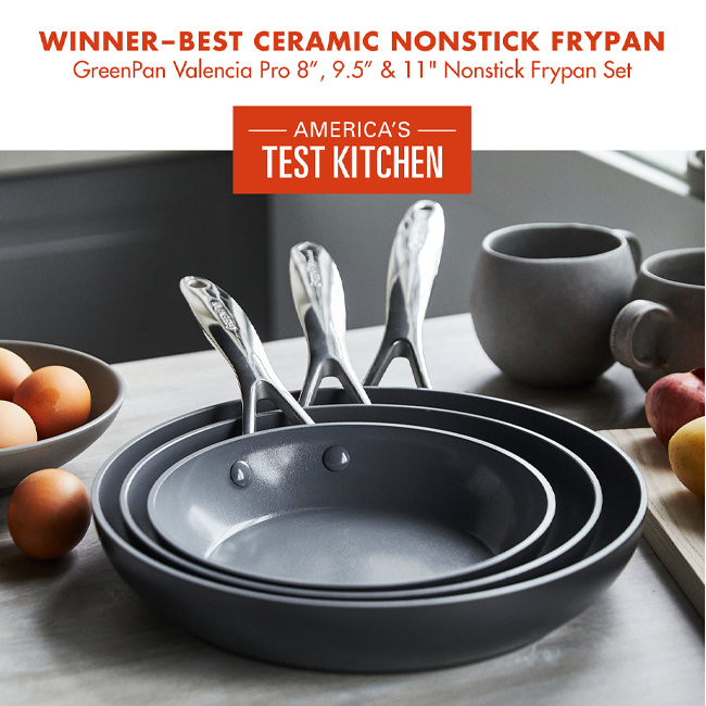 GreenPan Valencia Pro Ceramic Nonstick 11-Piece Cookware Set - America's Test Kitchen