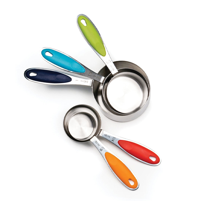 RSVP Color Handle Stainless Steel Measuring Cups | Set of 5