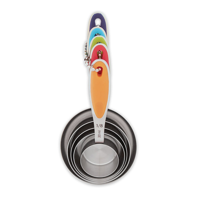 RSVP Color Handle Stainless Steel Measuring Cups | Set of 5