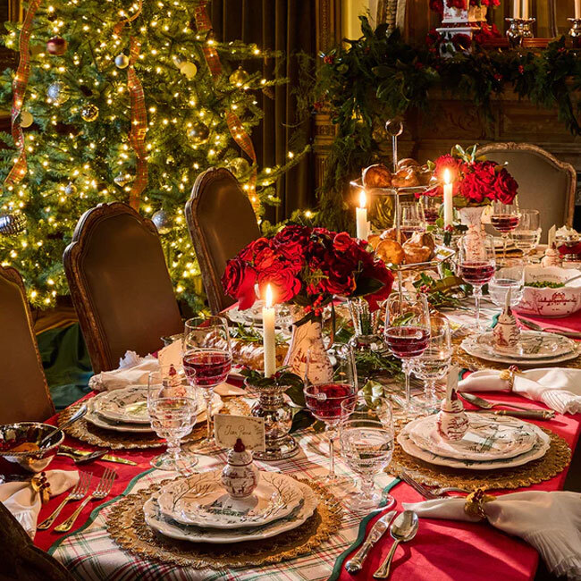 Juliska Country Estate Winter Frolic Dinner Plate | Evergreen - holiday table setting