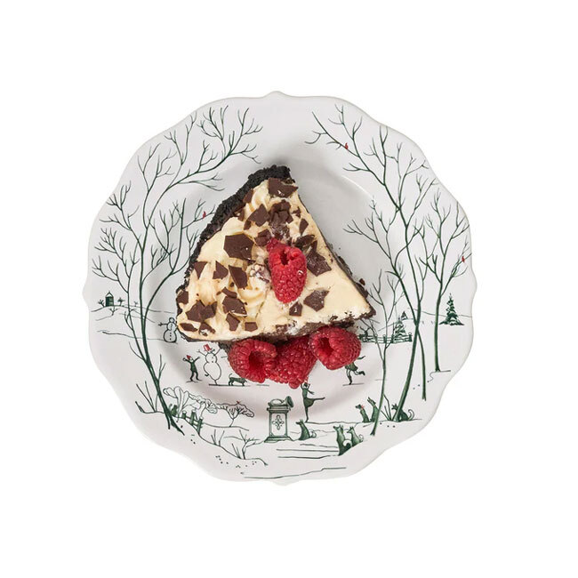 Juliska Country Estate Winter Frolic Dessert/Salad Plate | Evergreen with food serving