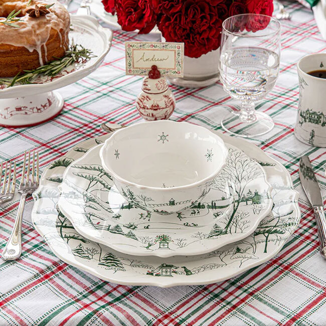 Juliska Country Estate Winter Frolic Cereal/Ice Cream Bowl | Evergreen - place setting