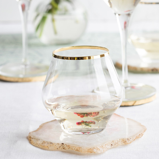 Vietri Contessa Gold Stemless Wine Glass