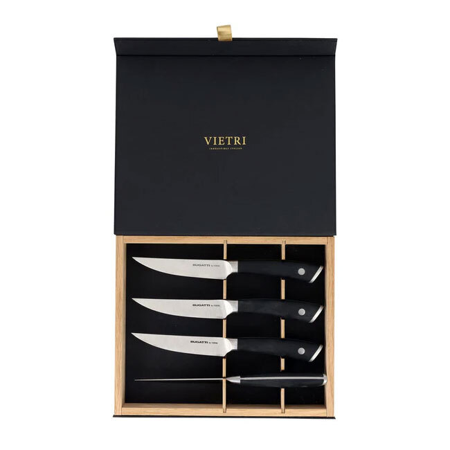 Product Vietri Bugatti Coltelli Black Steak Knives | Set of 4 w/box