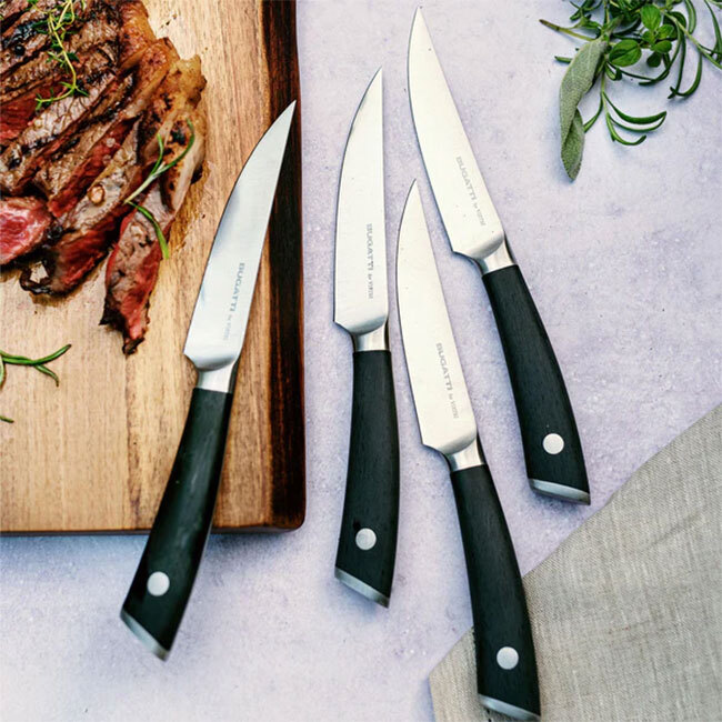 Vietri Bugatti Coltelli Black Steak Knives | Set of 4