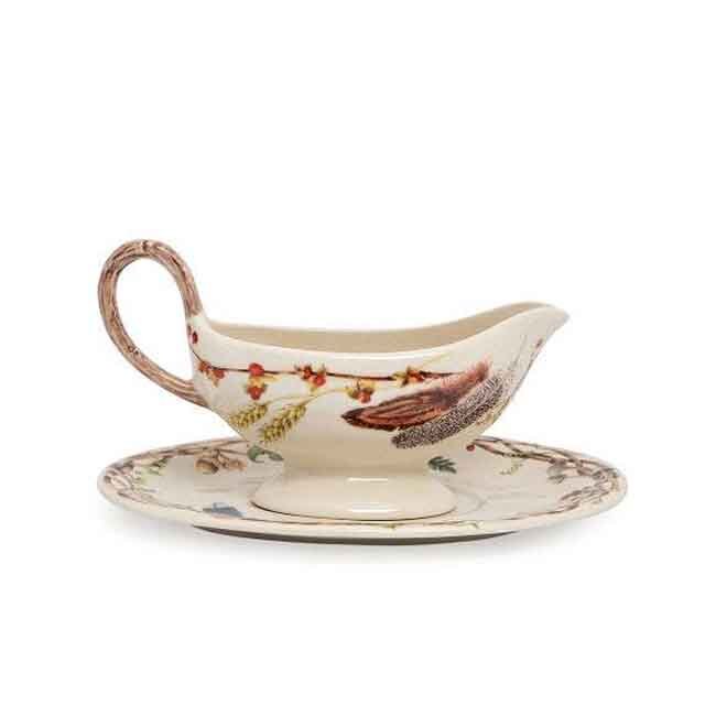 Product Juliska Forest Walk Sauce Boat & Stand - Café Au Lait