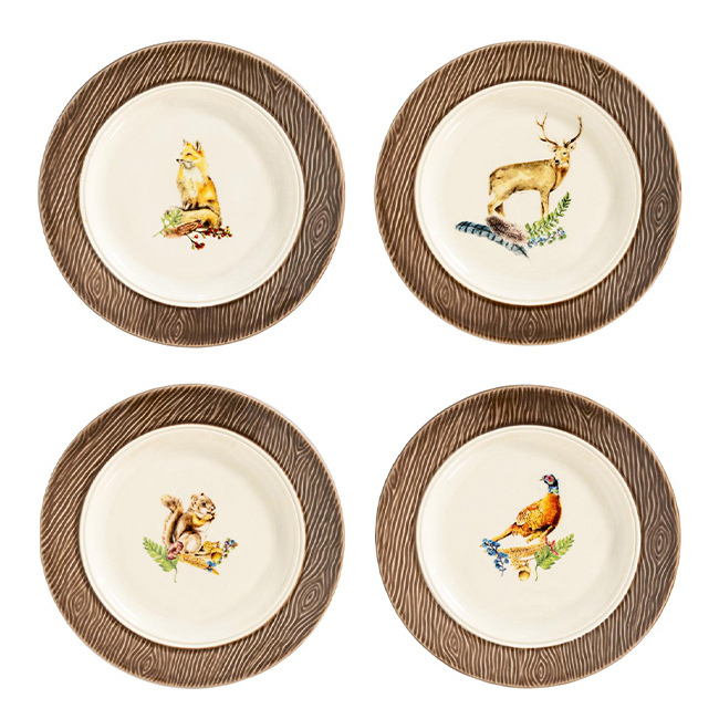 Juliska Forest Walk Side/Cocktail Plate Assorted Set/4