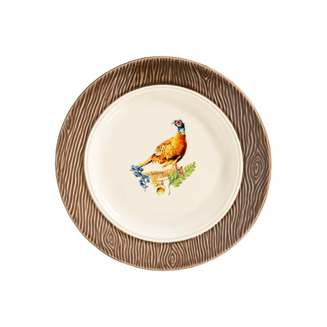 Juliska Forest Walk Side/Cocktail Plate Assorted Set/4 - pheasant