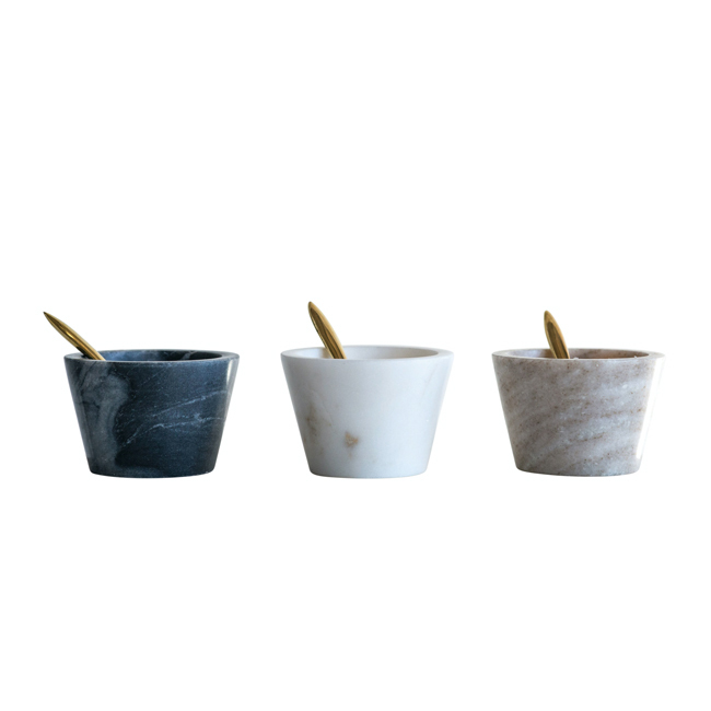 Creative Co-op Round Marble Bowl w/ Spoon