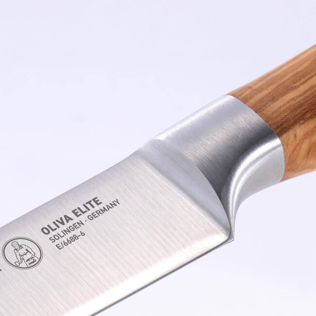 Messermeister Oliva Elite Magnet Block Set | 6 Piece - detail of Utility Knife