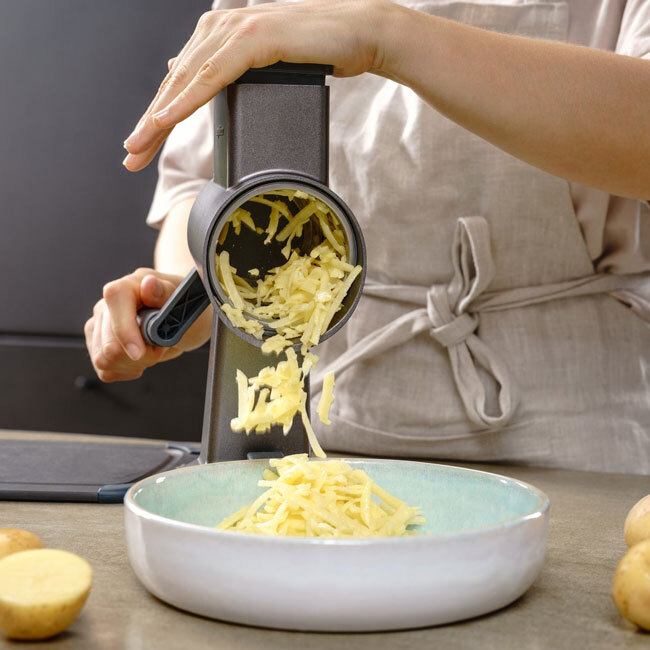 Zyliss Gourmet Drum Grater in use