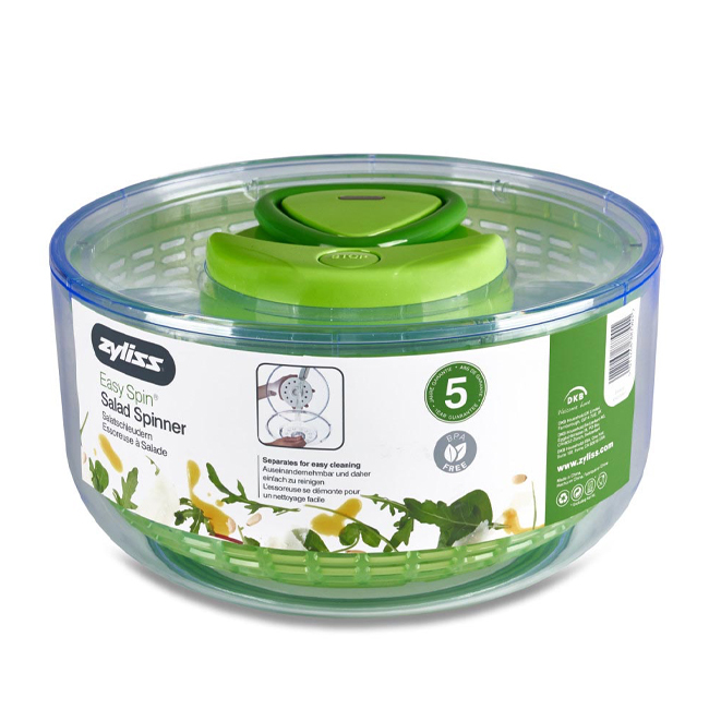 Zyliss Easy Spin Salad Spinner, 4-6 Servings, Green