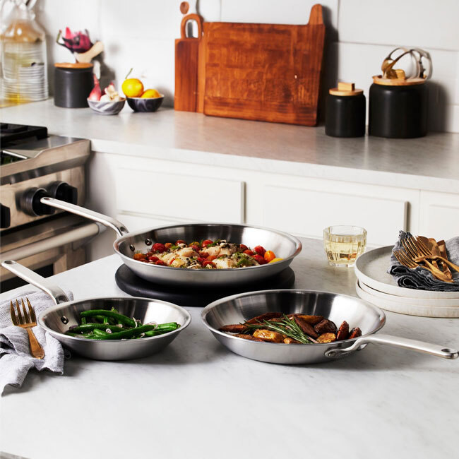 Heritage Steel ‘Eater’ Series’ 3-Piece Fry Pan Set