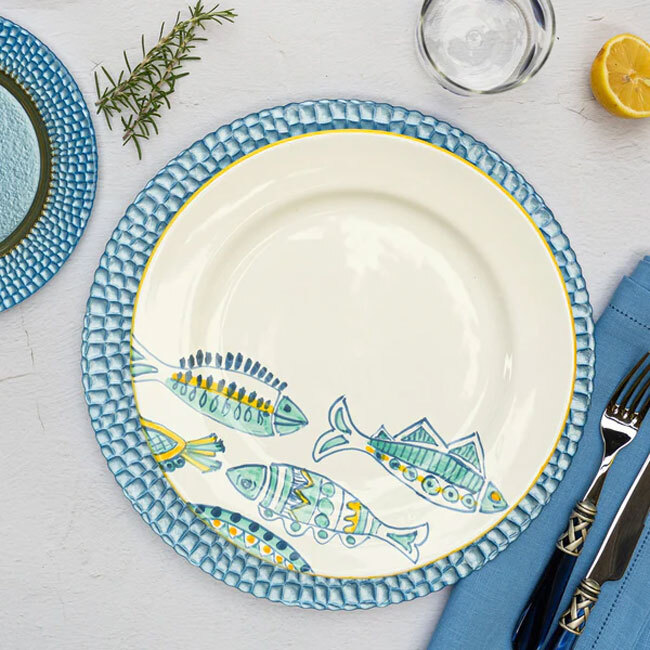 Vietri Elba's Fish Dinner Plate - place setting