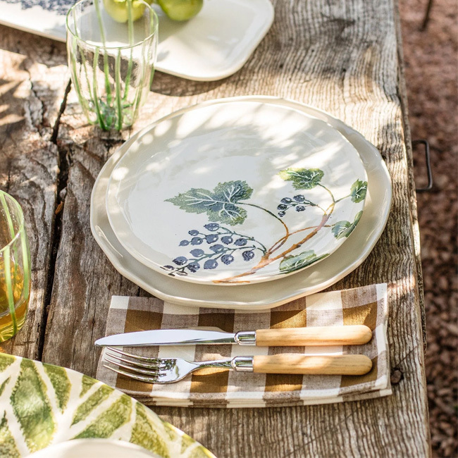 Vietri Foresta Primavera Black Currant Salad Plate in situ