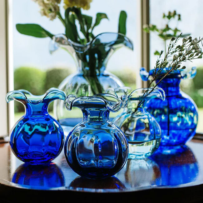 Vietri Hibiscus Glass Bud Vase | Indigo in collection