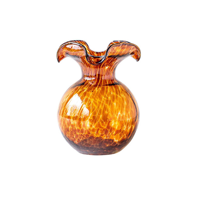 Product Vietri Hibiscus Glass Tortoiseshell Small Fluted Vase | Brown