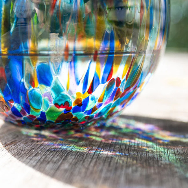 Vietri Hibiscus Glass Carnevale Medium Fluted Vase