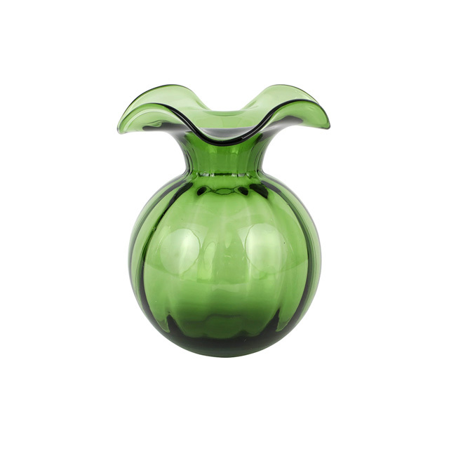 Vietri Hibiscus Glass Medium Fluted Vase | Dark Green