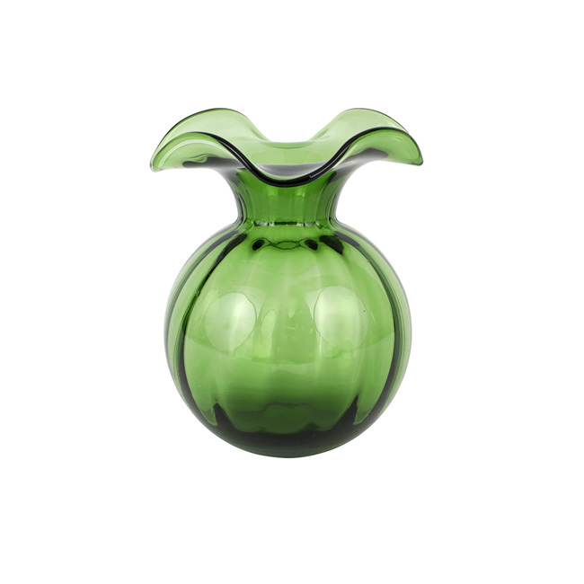 Product Vietri Hibiscus Glass Medium Fluted Vase | Dark Green