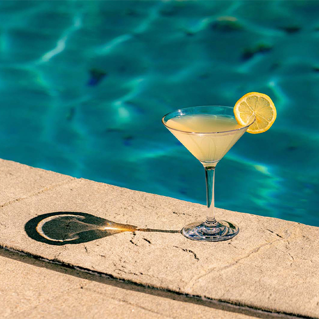 BOLD Drinkware Revel Martini Glass | 10 oz. by pool