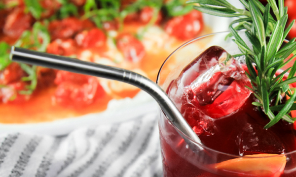Blistered Tomatoes with Goat Cheese and a Cranberry Ginger Spritz
