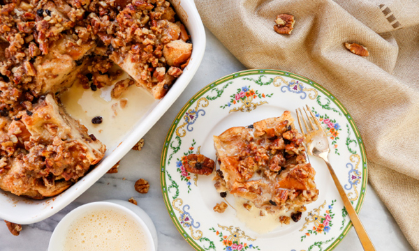 Challah Bread Pudding with Vanilla Cream Sauce