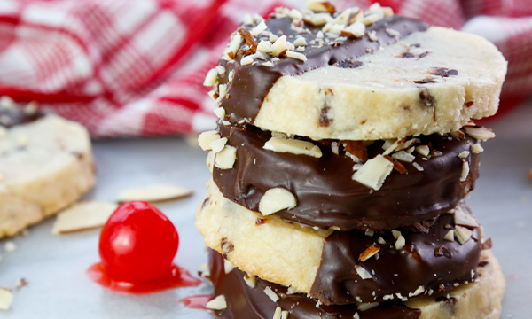 Chocolate-Dipped Cherry and Almond Cookies