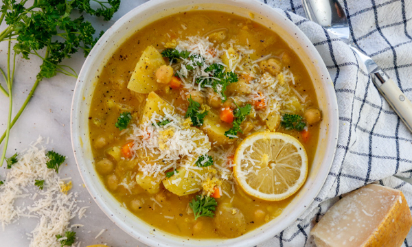 Chickpea Soup with Lemon and Potatoes