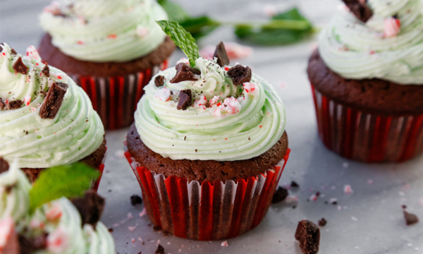 Chocolate Cupcakes with Mint Buttercream and a Peppermint Chocolate Crunch
