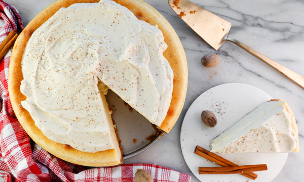 Cinnamon and Nutmeg Cheesecake with a Salted Brown Sugar Whipped Cream