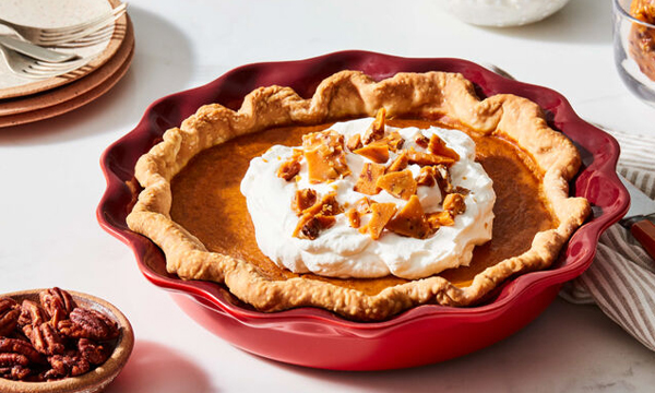 Cinnamon Sweet Potato Pie with Maple Pecan Brittle