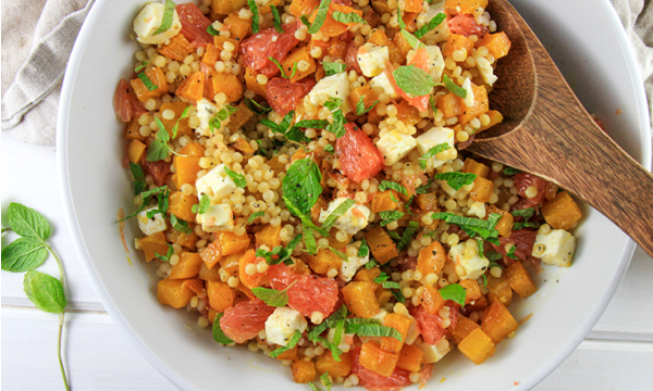Extra Ingredient's Roasted Golden Beet Salad with Grapefruit, Pearl Couscous, Mint and a Honey-Lemon Vinaigrette Roasted Golden Beet Salad with Grapefruit, Pearl Couscous, Mint and a Honey-Lemon Vinaigrette